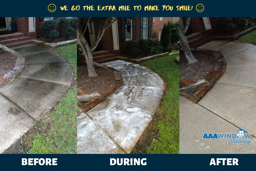 Driveway before and after pressure washing