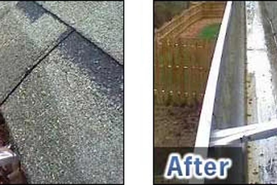 Gutters before and after cleaning
