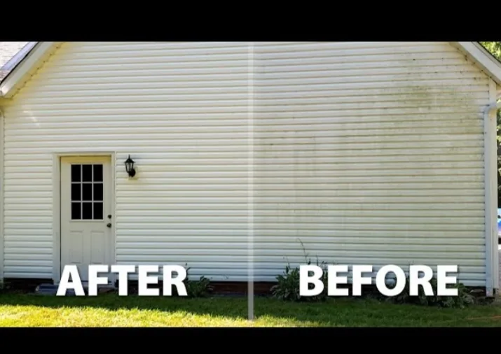 Before and after house washing