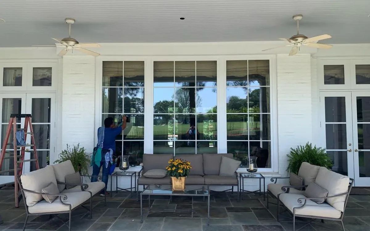 Clean windows and glass doors on a Charlotte home
