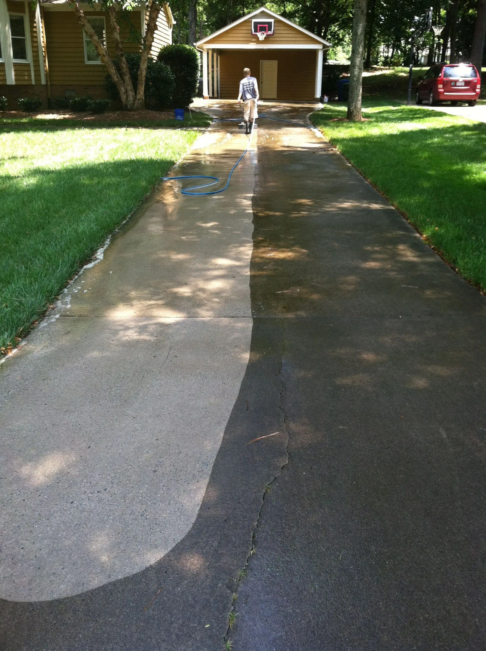 Concrete driveway pressure washing in Charlotte