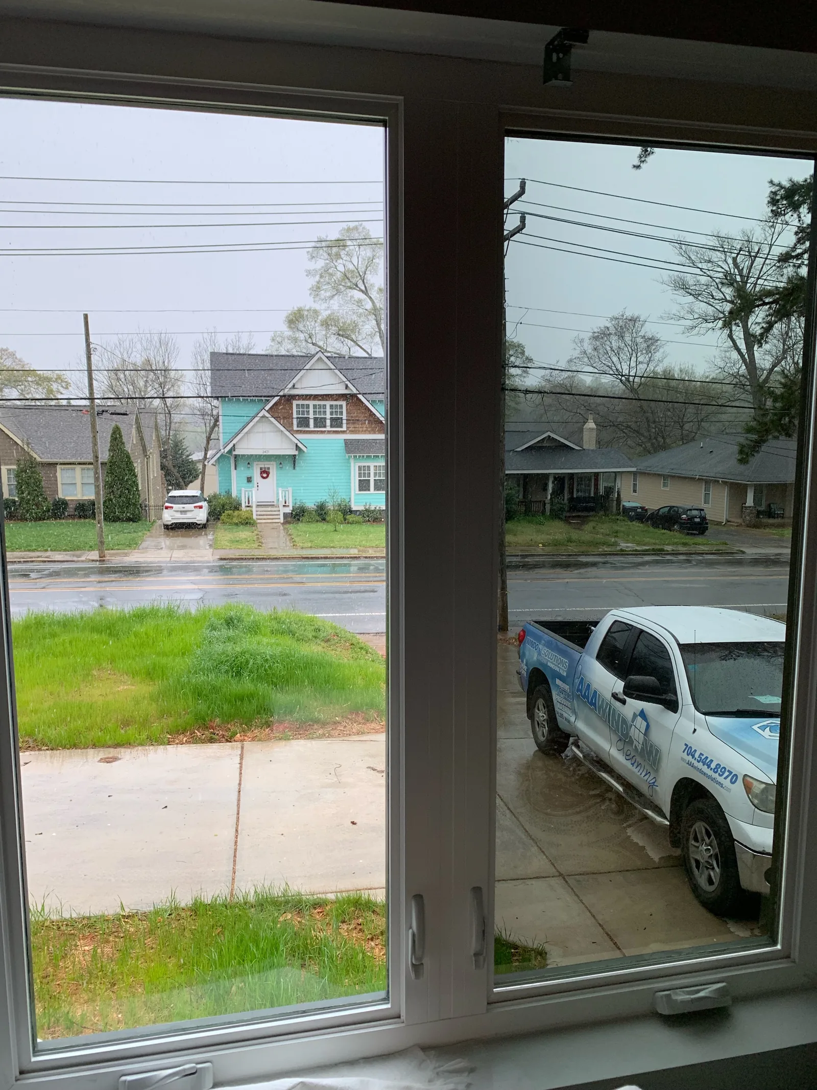 Before and after window film installation in Charlotte