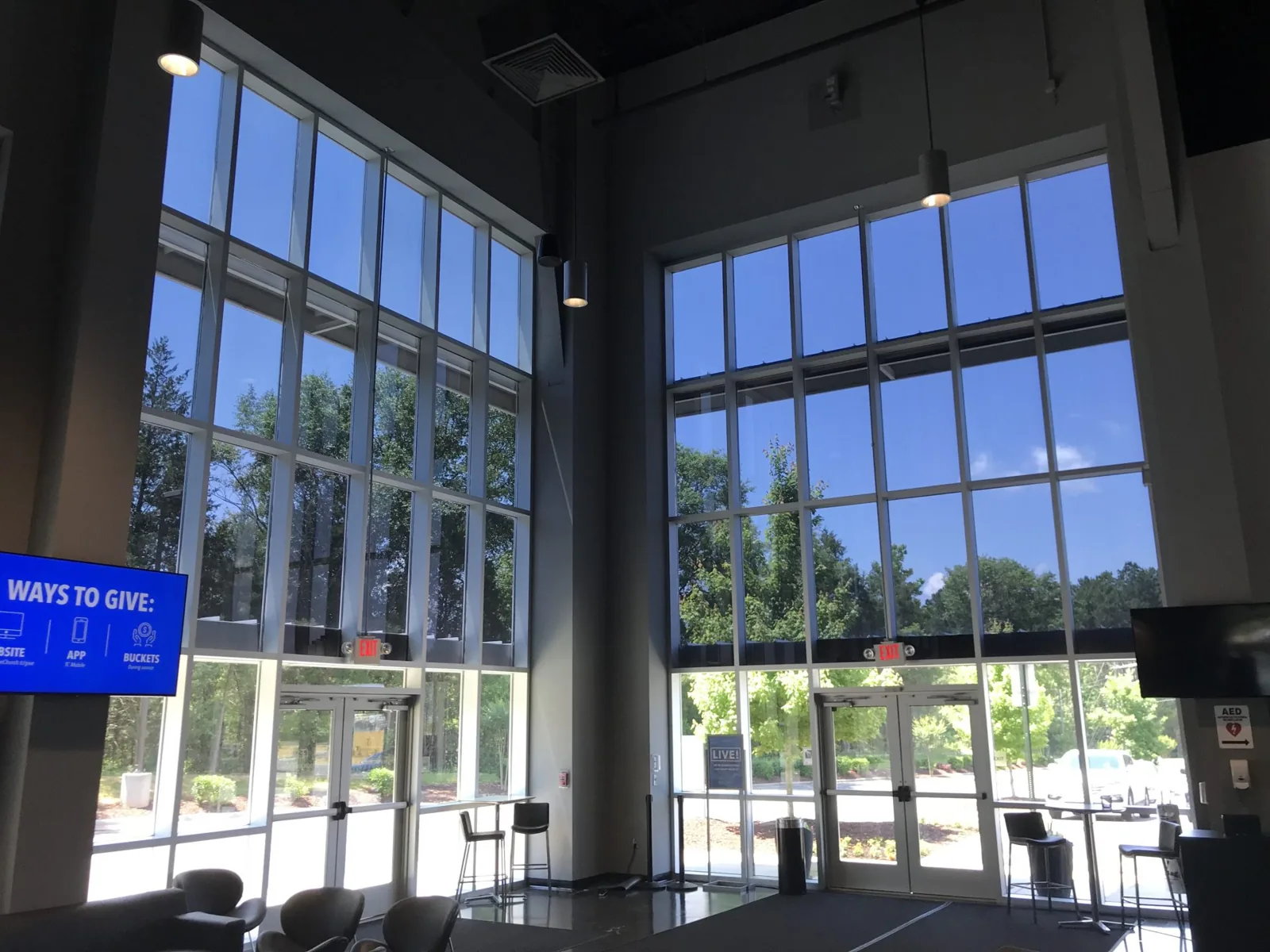 Window film on a commercial entrance in Charlotte