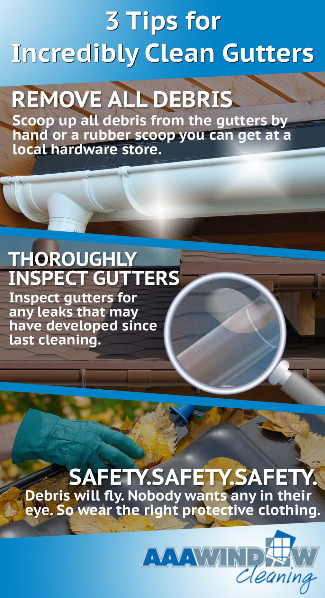 3 Gutter Cleaning Tips Infographic AAA Window Solutions