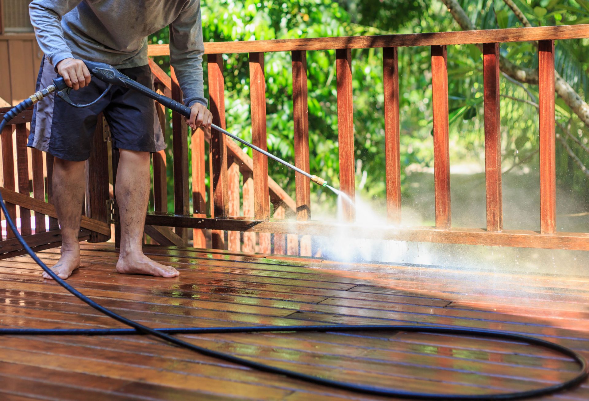 Summer Power Washing a Deck