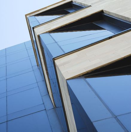 Picture of an office building with tinted windows